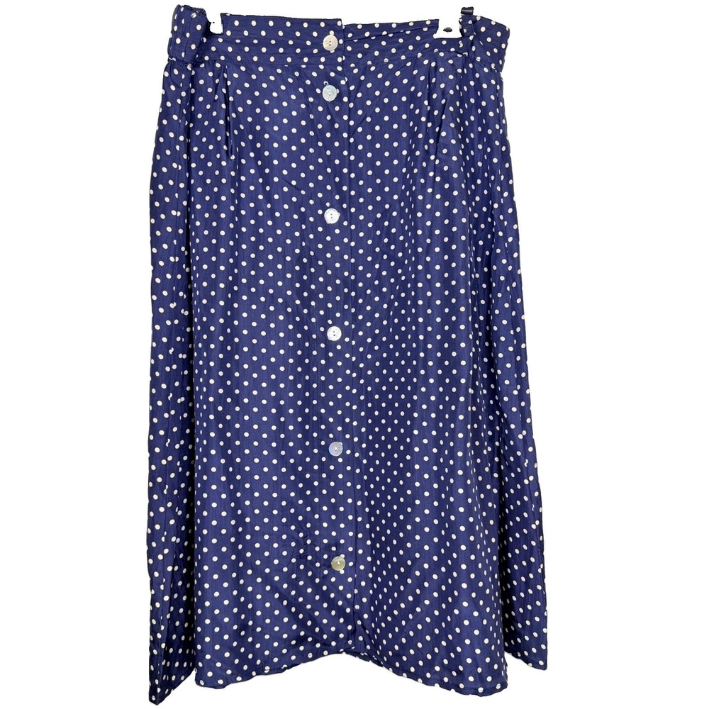 Azura 100% Silk Polka Dot Midi Skirt French Girl Parisian Chic Old Money L